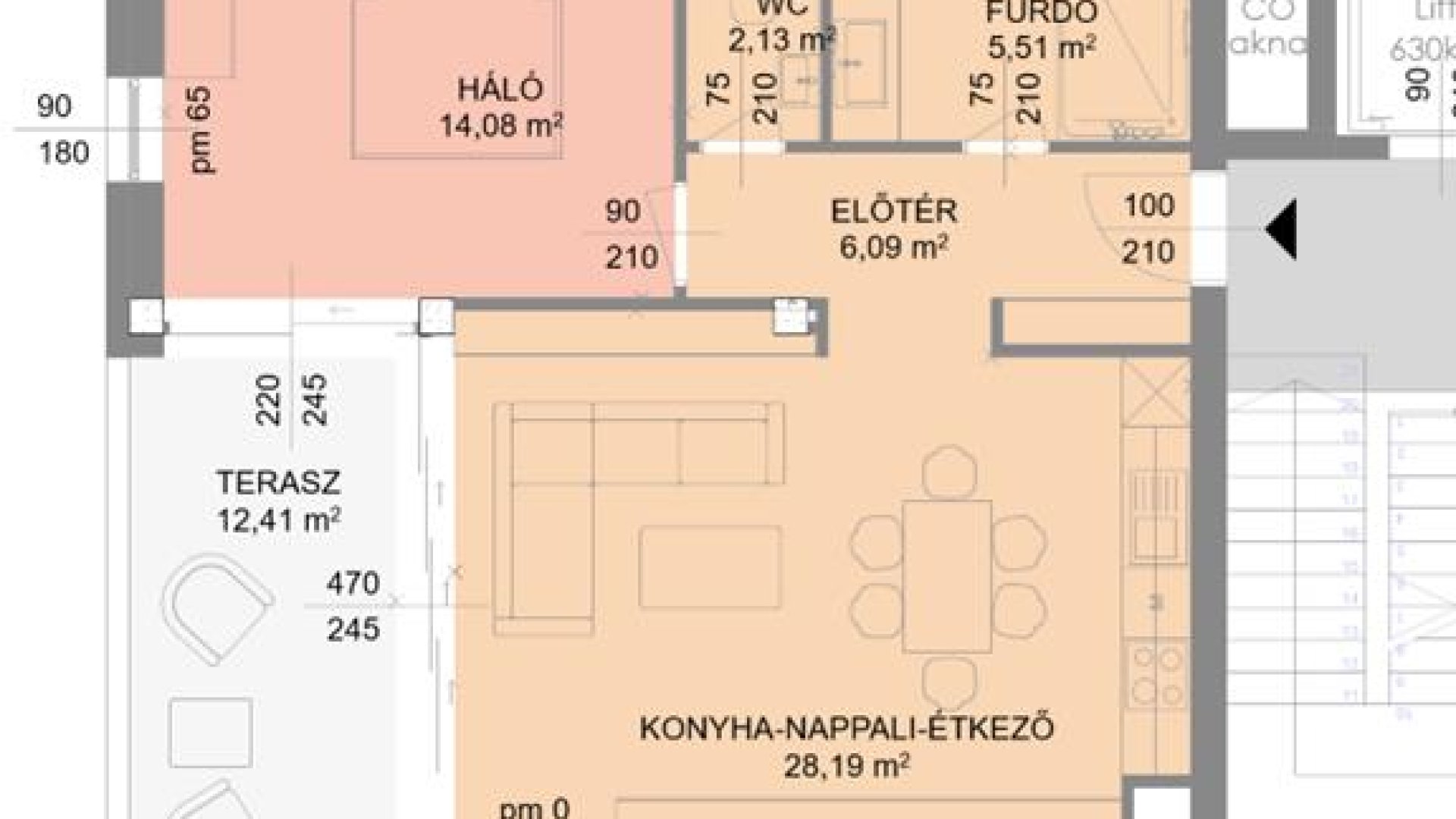 A épület Fsz. 1/1-es lakás